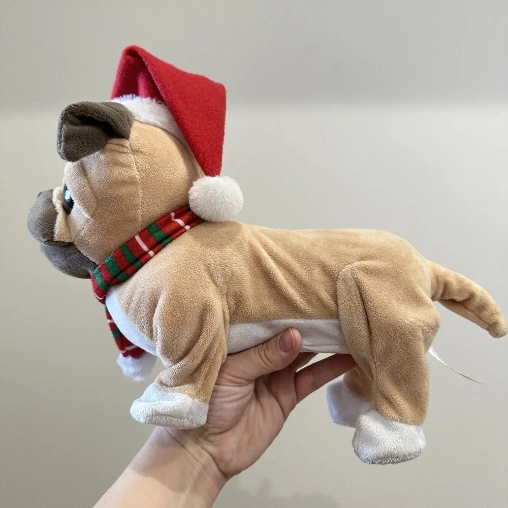 Gemmy Animated Singing Jumping Christmas Pug Dog RARE Hat Scarf 12